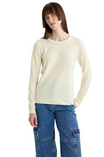 DeFacto Damski sweter Tricot, żółty, S