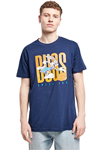 Mister Tee Space Jam Męski T-Shirt Bugs Bunny Basketball Tee z nadrukiem z przodu, w kolorach czarnym, białym, beżowym, niebieskim, rozmiar XS do XXL, jasnyogranatowy, XS