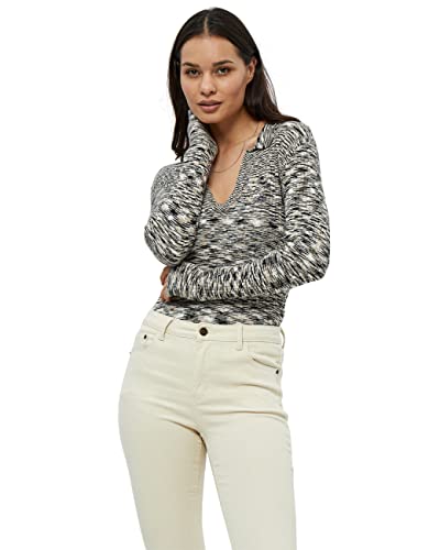 Desires Damski sweter polo z długim rękawem Antonet, Cobbelstone Striped, XL, Cobbelstone Paski, XL