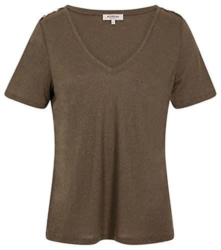 Morgan Damska koszulka z krótkim rękawem z ornamentami DANIC Khaki Medium TS, Organiczny, S