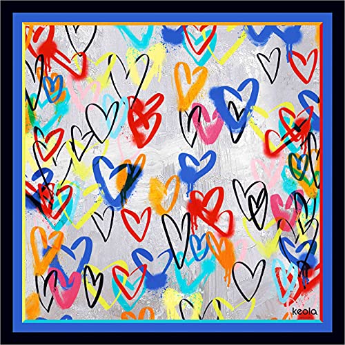 Keola Fabrics Blue Romantic Szal Damski, Schwarz, 70x70