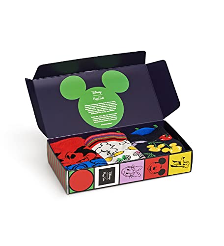 Happy Socks 3-Pack Kids Disney Gift Set, Skarpety dla dzieci, Czerwony-Żółty-Niebieski-Biały-Zielony (2-3Y)