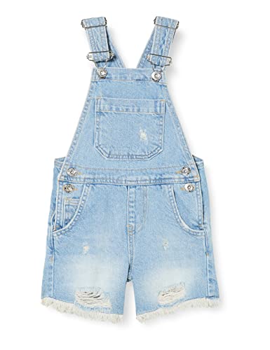 Koton Dziewczęca sukienka jeansowa, paski, bawełniana, krótka, indygo (lin), 3-4 Lata