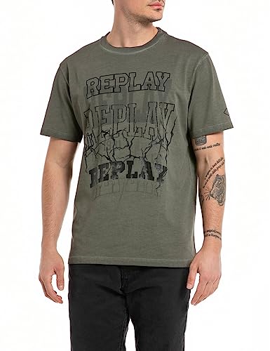 Replay koszulka męska regular fit, 212 Green Mud, M