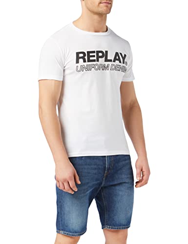 Replay T-shirt męski, 1 Biały, 3XL
