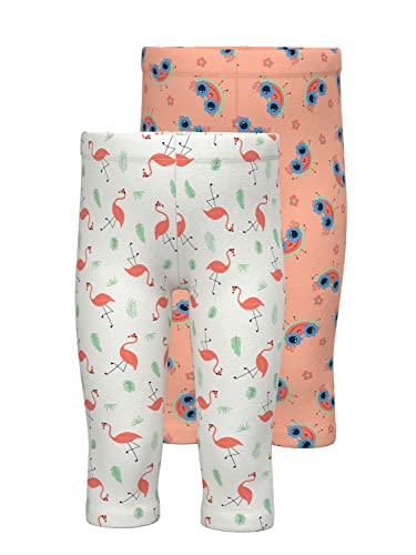 NAME IT Girl's NMFVIVIAN 2P AOP Capri legginsy F1, jasne białe/opakowanie: Peach Nectar, 116, Jasna biel/opakowanie: peach Nectar, 116 cm