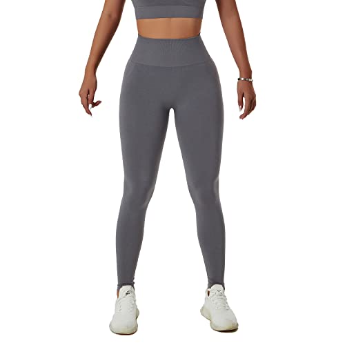 EULLA Leggins Joga Kobieta Nagie Uczucie Spodnie Sportowe Joga Kobiety Legginsy Damskie Fitness Miękkie Elastyczne, Ciemny szary, L