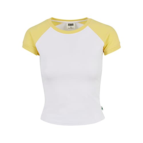 Urban Classics Ladies Organic Stretch Short Retro Baseball Tee, Koszulka Damska, Biały/Vintesun, Biały/Vintagesun, XL