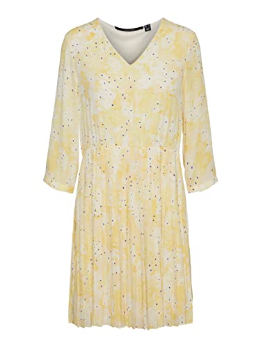 VERO MODA Sukienka damska, Cornsilk/Aop: flora, L