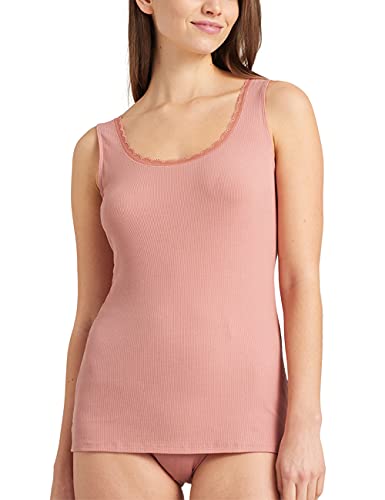 Schiesser Bielizna damska typu tanktop z delikatnym prążkowaniem, Terracotta, 36