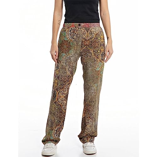 Replay Spodnie damskie z szerokimi nogawkami, 010 Multicolor, S