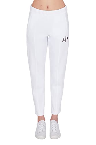 Armani Exchange Damskie spodnie dresowe z podwójną twarzą, logo z przodu, biały, L