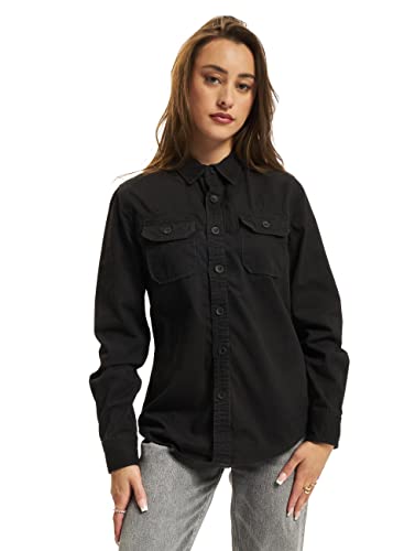 Brandit Damska koszulka w stylu vintage, z długim rękawem, klasyczna koszula, czarna, rozmiar 5XL
