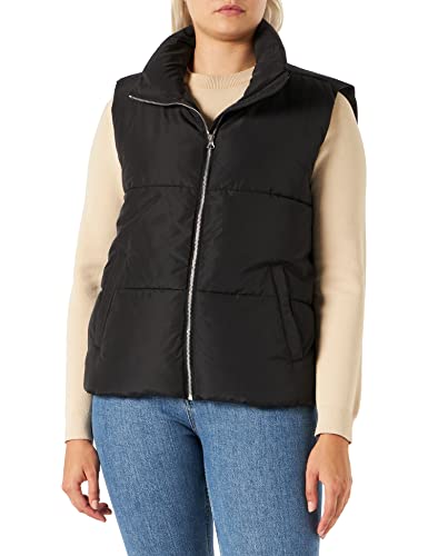 JDY Damska kamizelka Jdynewerica Short Waistcoat OTW Noos, Czarny/szczegóły: srebrny zamek błyskawiczny, L