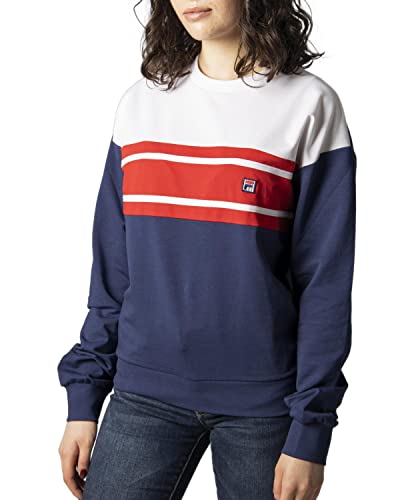 Fila Damska bluza z okrągłym dekoltem Boston, Średniowieczny niebieski - jasny biały - prawdziwy czerwony, XS