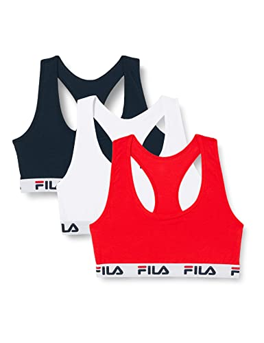 Fila Biustonosz sportowy, damski biustonosz, fitness, swoboda ruchów (zestaw 3 sztuk), Wielokolorowy (Wielokolorowy A1 - Mc), S