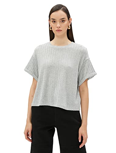 Koton Damska koszulka z dzianiny z krótkim rękawem, szary (027), XL