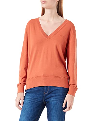 GANT Damski sweter bawełniany z dekoltem w serek, lekki miedziany, standardowy, Light Copper, S