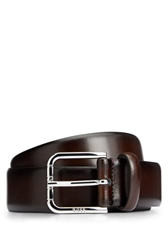 BOSS Męski Clive-Ant Sz35 wykonany we Włoszech pasek z polerowanej skóry z klamrą z logo, Dark Brown203, 115