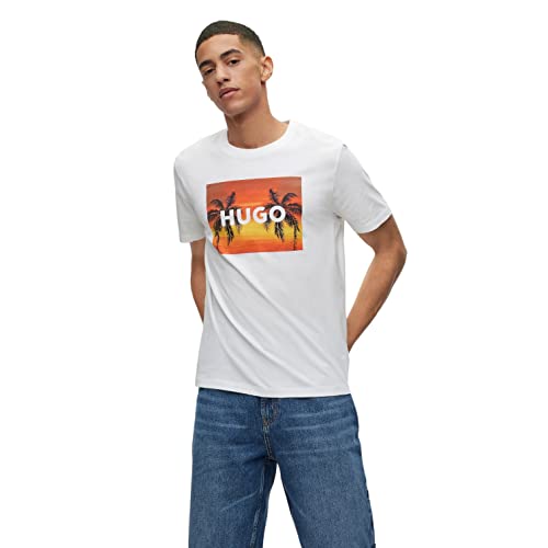 HUGO Męski T-shirt Dulive_U232, White100, S, White100, S