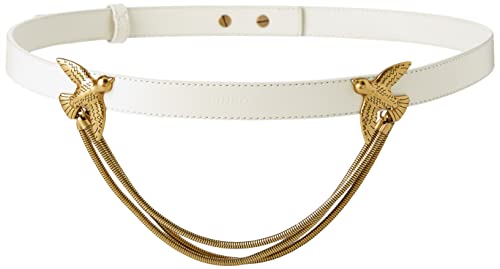 Pinko Love Berry Evolution 1 H2 Belt, Pasek damski, Z14q_biały Jedwab-antyczne złoto, XS