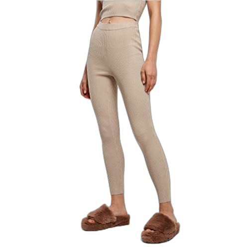 Urban Classics Damskie damskie legginsy z dzianiny ściągającej spodnie do jogi, Jasny szarobrązowy, XXL