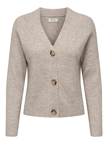 ONLY Damska kurtka z dzianiny, z guzikami, Kamień pumice Stone/Szczegóły: w.melanż, XXL