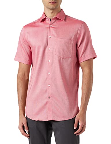 Seidensticker Męska koszula z krótkim rękawem, regularny krój, czerwona, 44, czerwony, 44