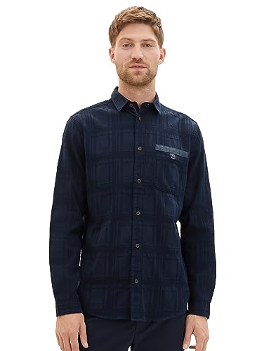 TOM TAILOR Męska koszula o regularnym kroju w kratkę, z kieszenią na piersi, 10668-sky Captain Blue, S