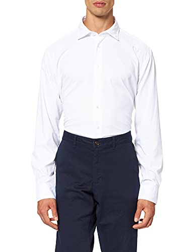 Seidensticker Męska koszula biznesowa – bez prasowania o bardzo wąskim kroju – X-Slim – długi rękaw – kołnierz kent – mieszanka syntetyków, biały, 39