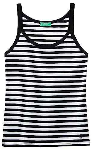 United Colors of Benetton Kobiety podkoszulek, Czarny Pasek Fantazyjny 700, S