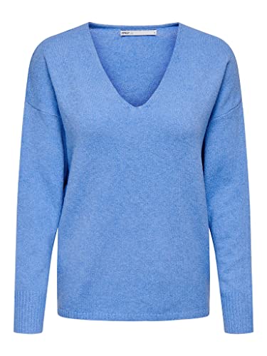 ONLY Damski sweter z dzianiny z dekoltem w serek, Prowansja/szczegóły: melanż, M