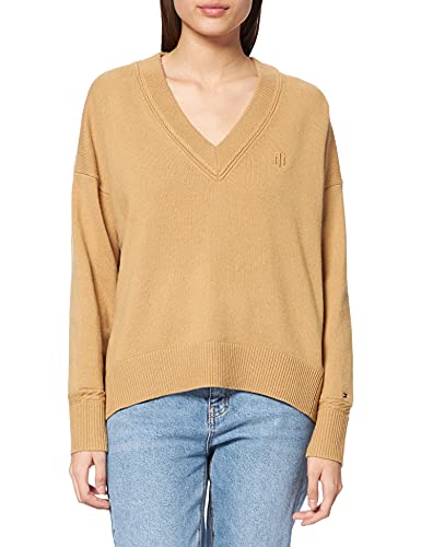 Tommy Hilfiger Damski sweter wełniany Blend V-nk, Krajobraz khaki, XXL