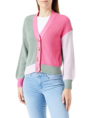 ONLY Onlblossom damski kardigan z dekoltem w serek, Carmine Rose/Szczegóły: lawendowa mgła/chińska zieleń, L