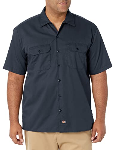 Dickies Męska koszula robocza z krótkim rękawem, Niebieski (ciemnogranatowy), XXL
