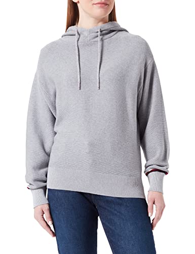Tommy Hilfiger Damska bluza z kapturem Global STP Swetry Sweter, Jasnoszary HTR, M