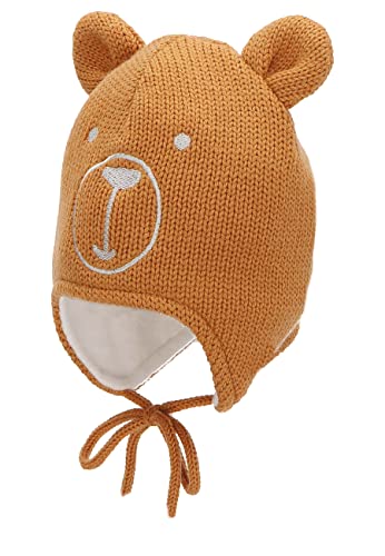 Sterntaler Unisex dziecięca czapka z dzianiny z tasiemkami do wiązania czapka, kolor rdzy, 43