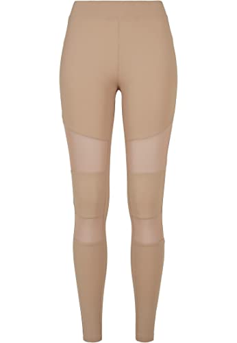 Urban Classics Damskie legginsy Tech Mesh Yoga, długie spodnie sportowe z wstawkami z siatki w wielu kolorach, rozmiary XS - 5XL, Softtaupe, 3XL