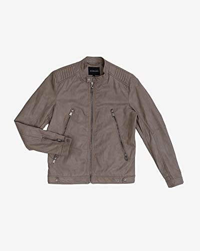 Gianni Lupo Kurtka motocyklowa o wyglądzie skóry, brązowa, S dla mężczyzn