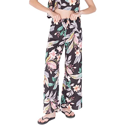 Hurley Damskie spodnie Flora Side Slit Pant, luźne spodnie, czarny Floral, M
