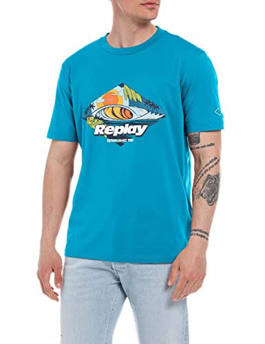 Replay T-shirt męski, Neon Sky 180, XL