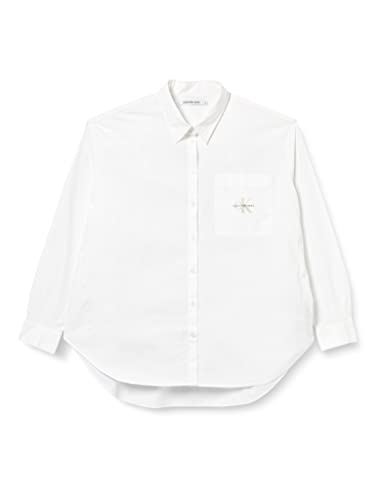 Calvin Klein Damska luźna koszula Monologo tkana topy, jasna biel, XXL, Jasnobiały, XXL