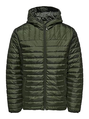 ONLY & SONS Męska kurtka pikowana ONSPIET QUILTED HOOD Jacket OTW VD, rodzynka, S