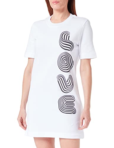 Love Moschino Damska sukienka z krótkim rękawem, krój regularny, Optical White, rozmiar 42, optical white, 42