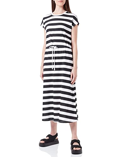 ONLY Sukienka damska Onlmay S/S midi Stripe Dress JRS, Black/Stripes:cloud Dancer (Kia), L