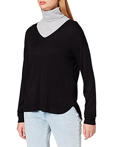 Vero Moda Damska bluzka Vmmeghan Ls z dekoltem w serek Ga Boo sweter sweter, Czarny/szczegół: jednolity, XS