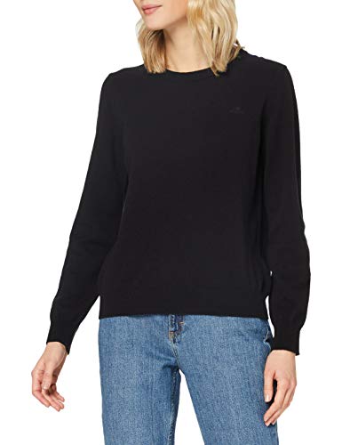 GANT Damski sweter Superfine Lambswool Crew, czarny, XS