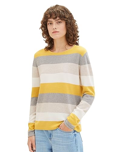 TOM TAILOR Sweter damski, 24659 - Camel Ottoman Stripe, L