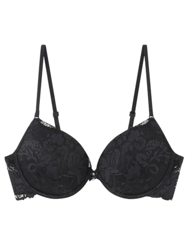 Women'secret Beautiful Klasyczny biustonosz Wypełniony Koronka Czarny, czarny, 90B