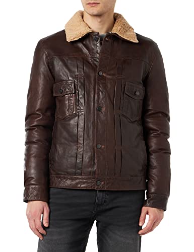 Freaky Nation Męska kurtka skórzana Knud-FN Dark Oak, S